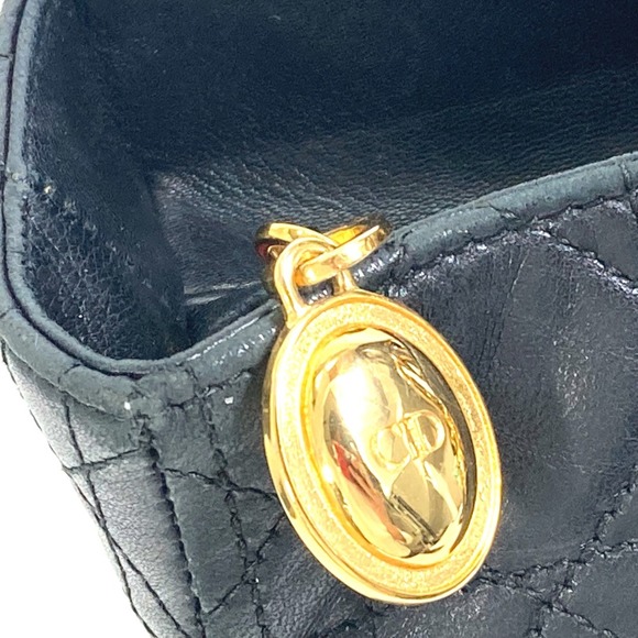 CHRISTIAN DIOR Cannage Bag 2WAY/shoulder bag Hand Bag Black GoldHardware - Picture 12 of 15